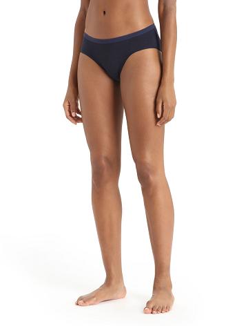 Midnight Navy Women's Icebreaker Merino Siren Hipkini Briefs Underwear | USA 1727TCEV